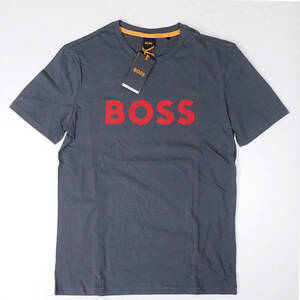  new goods regular goods HUGO BOSS Hugo Boss men's short sleeves Contrast Logo T-shirt large . sho flat steel gray L