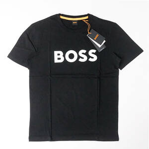  new goods regular goods HUGO BOSS Hugo Boss orange men's short sleeves organic cotton Contrast Logo T-shirt large . sho flat black M