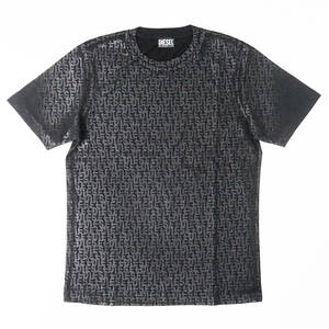 新品正規品 DIESEL ディーゼル T-JUST-MONO 半袖 モノグラム ロゴ 総柄 プリント Tシャツ ブラック L