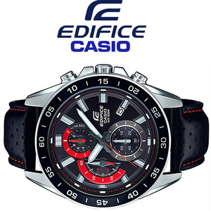 カシオ逆輸入EDIFICEエディフィス欧米モデル精悍ブラック＆レッド 100m防水 クロノグラフ 腕時計 新品 未使用 CASIO メンズ 1スタ 本物