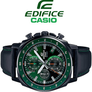 カシオ逆輸入EDIFICEエディフィス 美しいグリーングラデーション 100m防水 クロノグラフ 腕時計 新品 未使用 CASIO メンズ