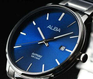 新品 逆輸入セイコーALBA サファイアガラス風防 深みあるダークブルーメタリック 50m防水 メンズ 激レア日本未発売 アルバ SEIKO 腕時計