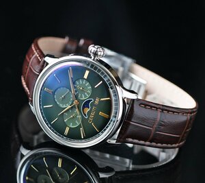 新品 チェルッティCERRUTI1881 クラシカルなムーンフェイズ 高級イタリアブランド セルッティ グリーン超激レア日本未発売 メンズ腕時計