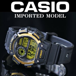逆輸入カシオ 長持ち10年電池 軽さ50g 新品 100m防水 超多機能世界時計 デジタル 腕時計 CASIO 激レア日本未発売ブラック＆ゴールド