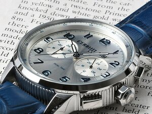 新品 チェルッティCERRUTI 1881 高級イタリアブランド シルバーメタリック デュアルタイム セルッティ 激レア日本未発売 メンズ腕時計