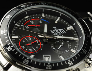 Casio EDIFICE Edifice Europe and America model .. black 100m waterproof chronograph wristwatch new goods unused CASIO men's 