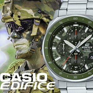  новый товар Casio EDIFICE зеленый камуфляж камуфляж -ju реимпорт Edifice Европа и Америка модель 100m водонепроницаемый хронограф наручные часы не использовался CASIO мужской 