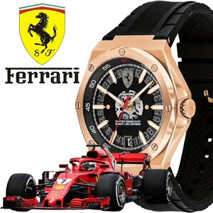 新品 公式フェラーリ GOLDスケルトン メーカー完売 入手不可能 50m防水 スクーデリア SCUDELIA FERRARI 腕時計 MOVADO メンズ 未使用