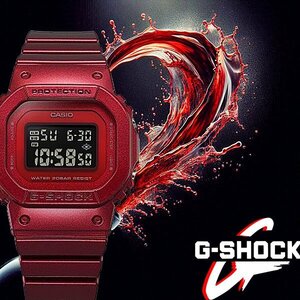 新品 Gショック 光沢あるワインレッドメタリック 薄型軽量モデル 反転液晶 200m防水 1/100秒クロノグラフ 腕時計 G-SHOCK カシオ 逆輸入