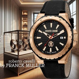 フランクミュラー＆ロベルトカヴァリWネーム100m防水 本革ベルト【roberto cavalli BY FRANCK MULLER】腕時計スイス製 新品 本物