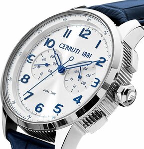 新品 チェルッティCERRUTI 1881 高級イタリアブランド シルバーメタリック デュアルタイム セルッティ 激レア日本未発売 メンズ腕時計