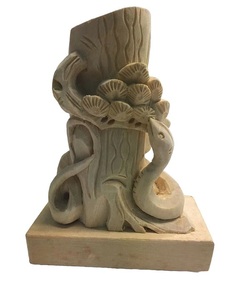 Art hand Auction Figurine de l'année du serpent, figurine de serpent, sculpture sur bois, serpent du zodiaque, sculpture sur bois, hauteur 10 cm, animal en bois, Articles faits à la main, intérieur, marchandises diverses, ornement, objet