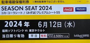 6/12みずほペイペイドーム駐車場確保権利券