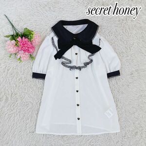 【美品】secret honeyシークレットハニー　フリルレース襟ブラウス　2