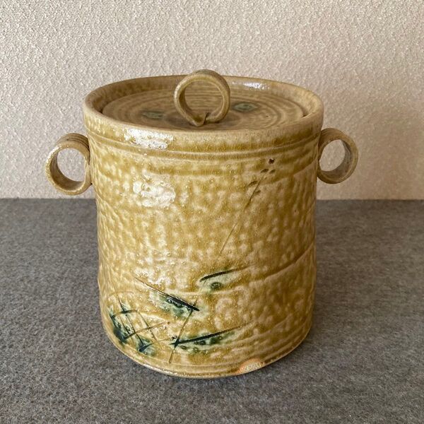 水指 黄瀬戸 耳付き 織部 共蓋 茶道具 陶芸 陶器 水差