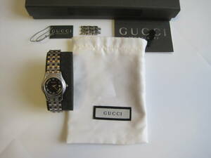 GUCCI グッチ 腕時計 クオーツ式 5505L BLK/STEEL BRACELET