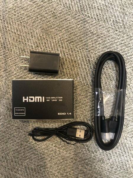 HDMI 分配器 1入力3出力 4K HDMIスプリッター EDID1.4 1×3 UHD 3D 10.2G BPS