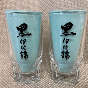 【未使用品】【レア】【稀少品】薩摩焼酎 黒伊佐錦 焼酎グラス 2個セット ロック 目盛り付 お湯割り　お湯割りグラス　鹿児島