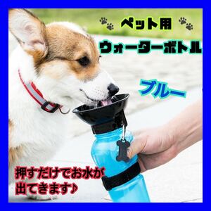 ペット用 ウォーターボトル ボトル 青 ブルー水筒 500ml マグ トラベルボトル 携帯用 水飲み お散歩 犬 いぬ