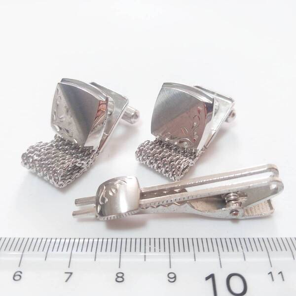 ◇CW76 カフリンクス カフス ボタン シルバー ラップアラウンド Wrap Cufflinks ベルト メッシュ チェーン アクセサリー 送料無料