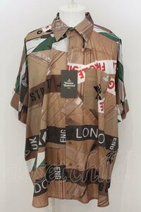 【USED】Vivienne Westwood MAN / CAUTION TAPE MAN LONDON GARDENER 半袖シャツ F ブラウン 【中古】 O-24-05-19-019-bl-YM-OS