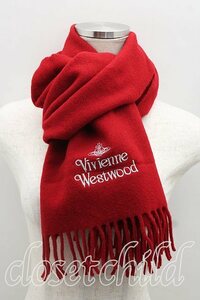 【USED】Vivienne Westwood / ロゴ刺繍マフラー ヴィヴィアンウエストウッド ビビアン 赤 【中古】 H-24-05-19-025-gd-OD-ZH