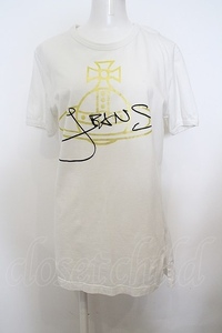 【USED】ANGLOMANIA / /CLASSIC T-SHIRT GOLD FOIL JEANS ORB M ホワイト 【中古】 O-24-02-25-001-ts-IG-ZH