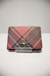 [USED]Vivienne Westwood / Dubey футляр для карточек красный проверка X чёрный [ б/у ] I-24-02-09-049-gd-HD-ZI