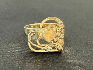 E/1601 14KT ハートモチーフ リング 重さ約5g 内径約17mm Gold ゴールド アクセサリー 