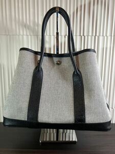 B/1010 美品 エルメス ガーデンパーティトートバッグ グレー HERMES