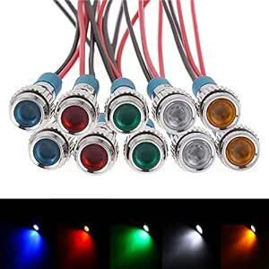 Kiligen 10個 6mm DC 12-24V LED 防水インジケータライト パイロットライトシグナル インジケータ（5 色