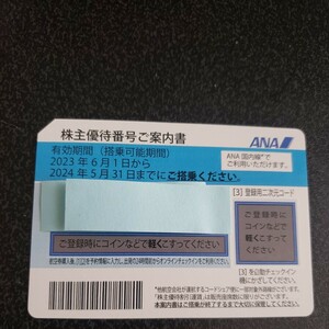 ANA株主優待券1枚 有効期間:2024年5月31日　番号通知のみ