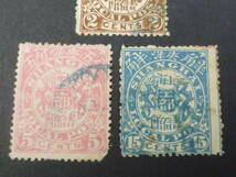 24L　S　№28　旧中国切手　上海書信館　1890年　JPS#111-12・114　工部双龍票　計3種　使用済_画像3