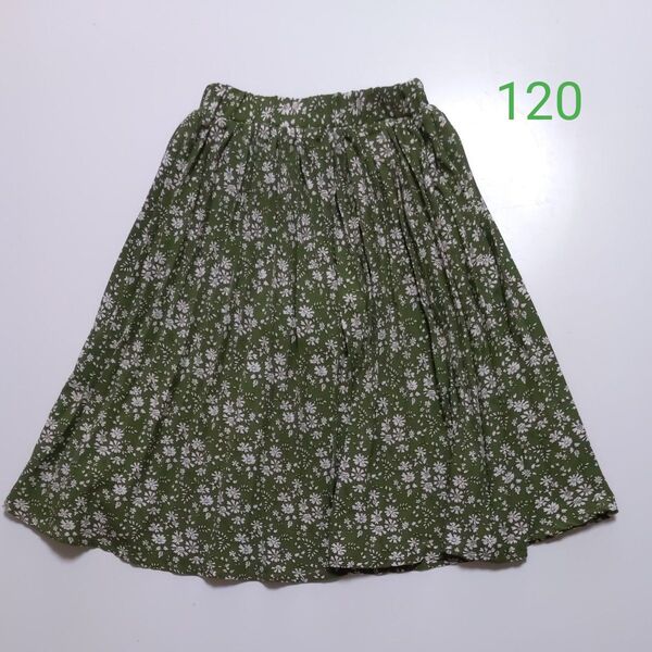 インナーパンツ付きプリーツスカート120緑子ども服