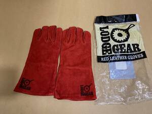 LODGE GEAR　RED LEATHER GLOVES　ロッヂ レッド レザーグローブ　未使用 スノーピークよりロッジ 革手皮手　ダッヂオーブン　たき火　BBQ