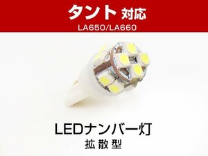 送料無料可 新型 タント LA650S LA660S 対応 取り付け LEDナンバー灯 T10 拡散タイプ T10LEDバルブ 1個 ポジション球 白 ホワイト (4g