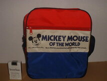 ミッキーマウスの古いナイロンバッグ　青/赤　日本製　未使用　ショルダー　レトロ　 _画像1