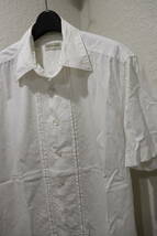即決 2000年代初頭 DRIES VAN NOTEN ドリスヴァンノッテン Archive 初期 プリーツ装飾 半袖ドレスシャツ メンズ 46 大き目 白_画像1