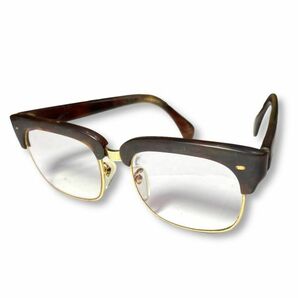 最高級 18K ゴールドフレーム 眼鏡 メガネ アイウェア ブロー型 鼈甲 べっ甲 ハーフリム 46.8g サングラス K18 純金の画像2