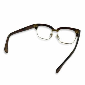最高級 18K ゴールドフレーム 眼鏡 メガネ アイウェア ブロー型 鼈甲 べっ甲 ハーフリム 46.8g サングラス K18 純金の画像3