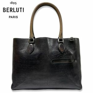 正規品 Berlut ベルルッティ Toujours トゥジュール スクリットレザー カリグラフィ トートバッグ ホールマーク パティーヌ bag ブラック