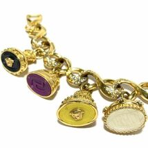 Giovanni Versace ジャンニ ヴェルサーチ ラインストーン ゴールド ロゴ チャームブレスレット バングル メデューサ イタリア製 正規品_画像5