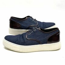 美品 LOUIS VUITTON DENIM LOW-CUT SNEAKERS ルイ・ヴィトン インディゴ デニム ローカット スニーカー シューズ 8 1/2 正規品_画像4