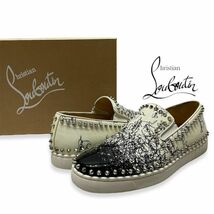 Christian Louboutin PIK BOAT FLAT PAT DEGRALOUBI クリスチャン ルブタン ピックボート パテント レザー スリッポン 41 1/2 正規_画像1