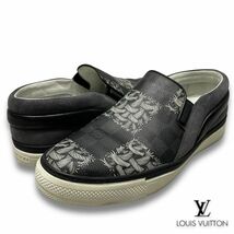 正規品 LOUIS VUITTON ルイ・ヴィトン クリストファー ネメス スエードレザー ダミエ グラフィット ローファー スリッポン スリッポン 6_画像1