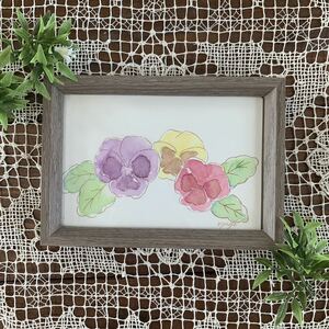 Art hand Auction nyago watercolor painting pansy flower spring picture painting illustration Hand-Drawn artwork illustration botanical painting botanical art art interior painter genuine original painting hand-drawn simple, Painting, watercolor, Nature, Landscape painting