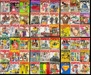 AZ-986 当時物 雑誌 POPEYE ポパイ 大量 1977年～80年 NO.7～70+増刊号2冊 まとめ 56冊 平凡出版 昭和 トレンド 流行 男前 ビンテージ 趣味