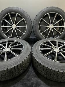 ★225/60R18 DUNLOP/WINTER MAXX WM02 19年製 ECO FORME 18インチ 8J ＋45 114.3 5H スタッドレス 4本 ハリアー RAV4 (南7-F604)