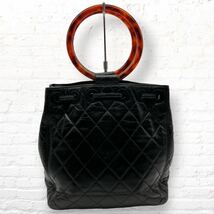 シャネル CHANEL ベッコウ マトラッセ 巾着型 ハンドバッグ ココマーク レザー ターンロック レディース_画像3