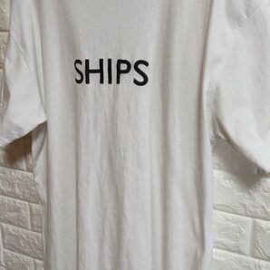 SHIPS　シップス　白Tシャツ　メンズ　Lサイズ　Tシャツ ロゴ　刺繍　コーデ